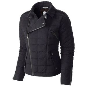 Sorel Conquest Carly down Quilted Moto Jacket in black. Small